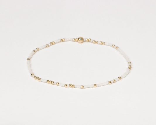 White and Gold Beaded Bracelet