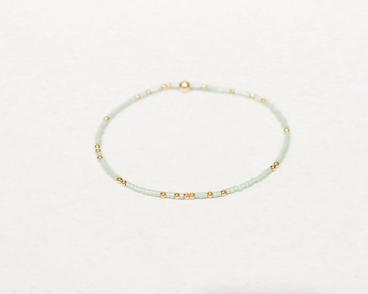 Mint Green and Gold Beaded Bracelet