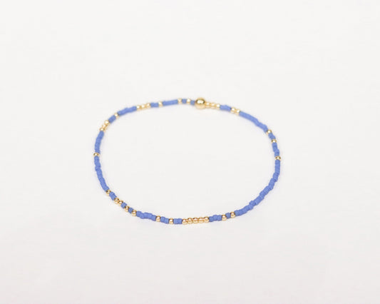 Bright Blue and Gold Beaded Bracelet