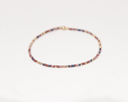 Mauve and Gold Beaded Bracelet